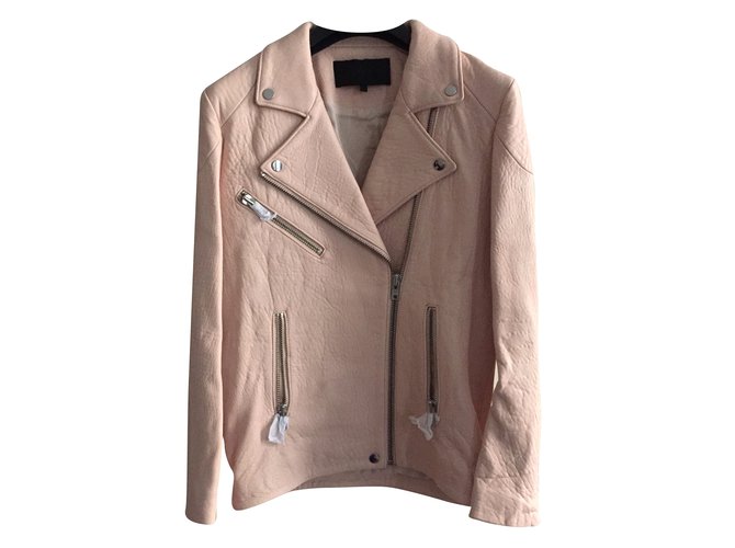 American Retro jaqueta de couro Rosa Pele de cordeiro  ref.35649