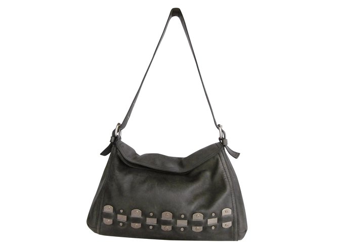Céline Celine  Soft Leather Shoulder Bag Grey  ref.35675