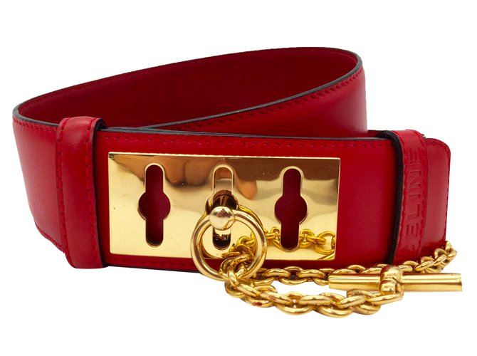 Céline Belt Red Leather  ref.35769