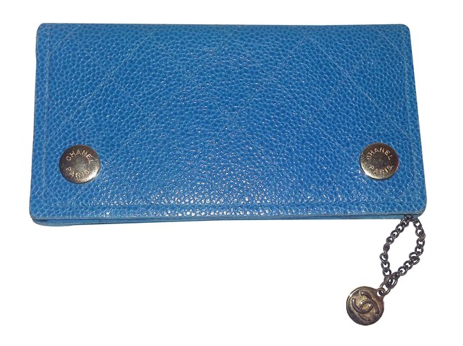 Chanel Bolsa, carteira, caso Azul Couro  ref.35780