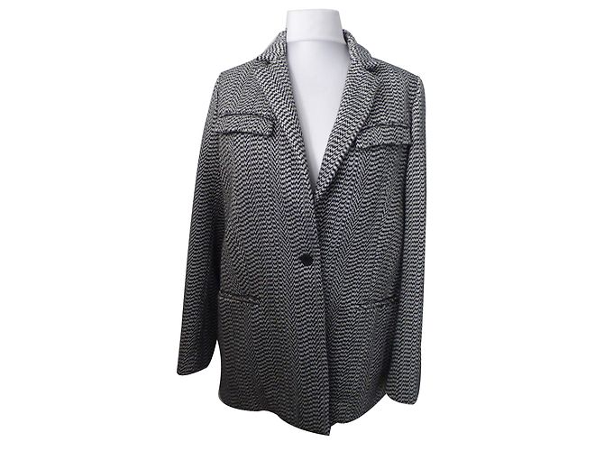 Kenzo White Noise Oversized Wool Blazer Black and White
