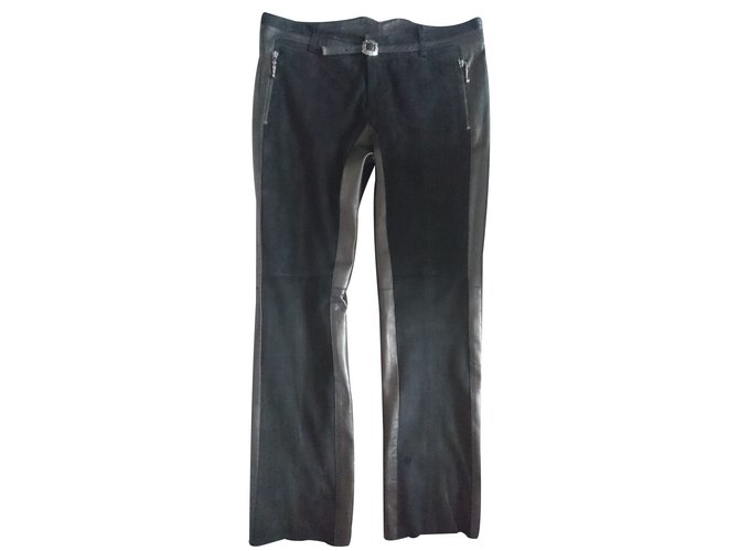 Roberto Cavalli Pants Black Suede Leather  ref.35810