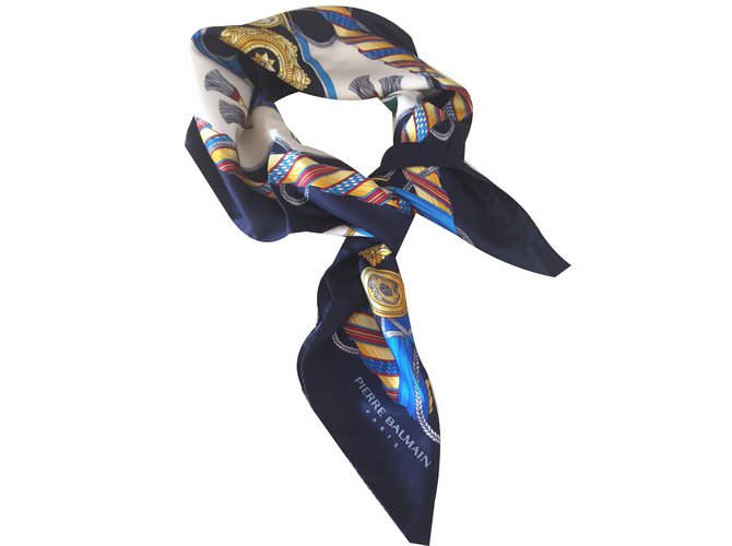 Pierre Balmain Silk scarf Blue  ref.35890