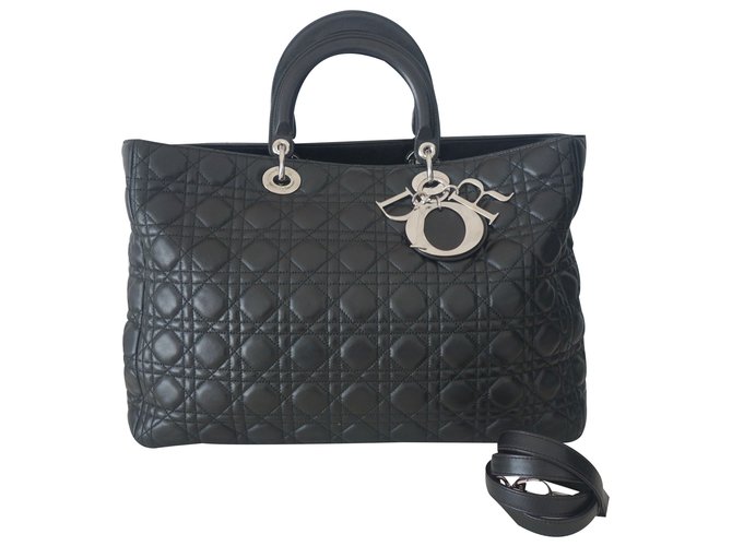 Dior Handtasche Schwarz Leder  ref.35905