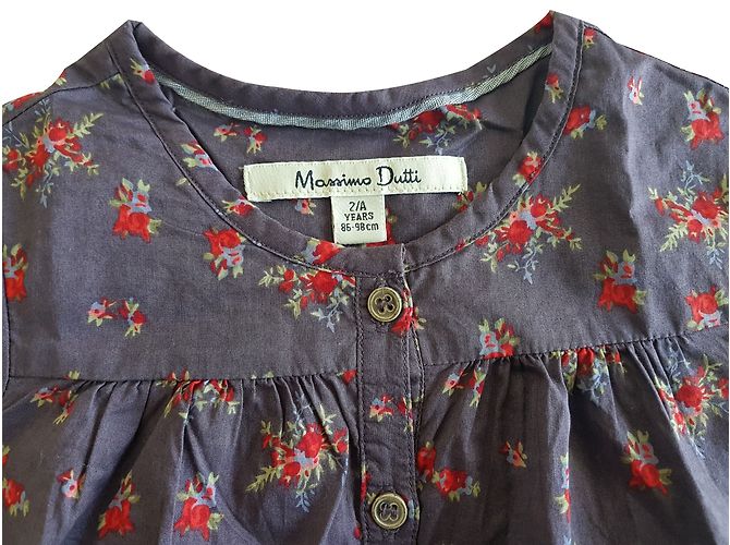 Camicetta floreale Massimo Dutti in cotone rossa e viola 2 anni Rosso Porpora