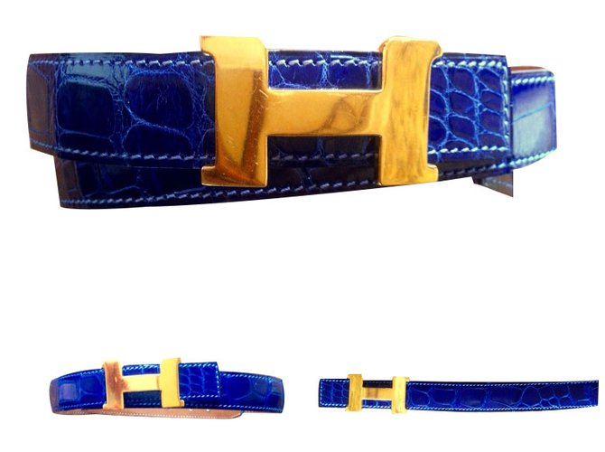 Constance Hermès cinturón Azul Cueros exoticos  ref.35982
