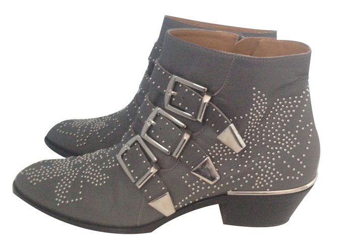 Chloé Ankle Boots Grey Leather  ref.35988