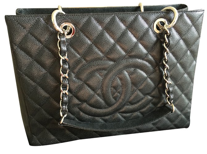 Chanel GST (grand shopping tote) Cuir Noir  ref.36023