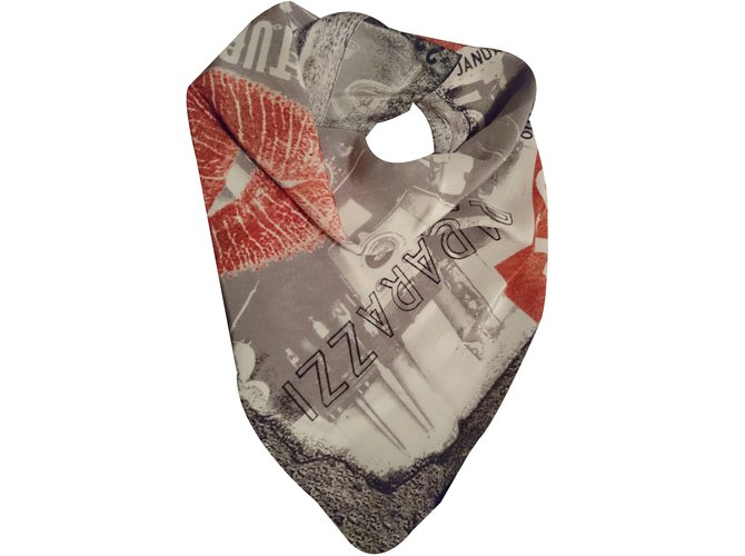 Guess Indovina la sciarpa di seta Nero Bianco Rosso Grigio  ref.36024