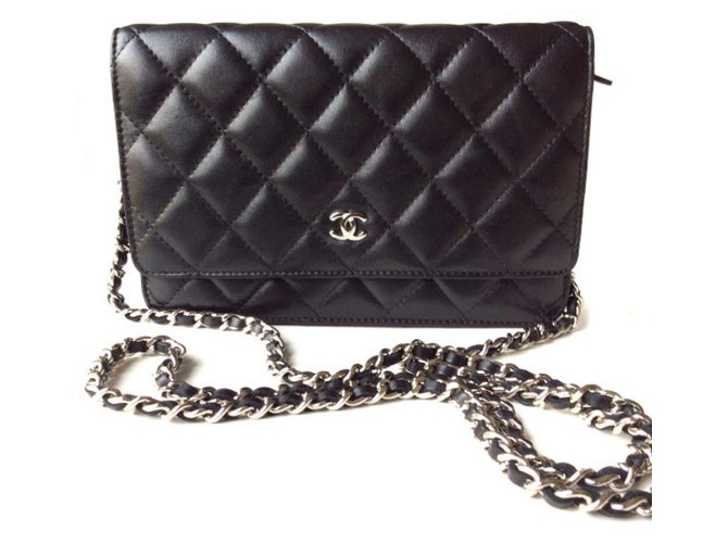 Chanel Wallet on chain Black Leather  ref.36056