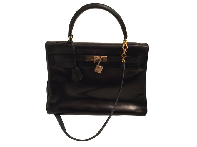 Kelly Hermès Handbag Black Leather  ref.36128
