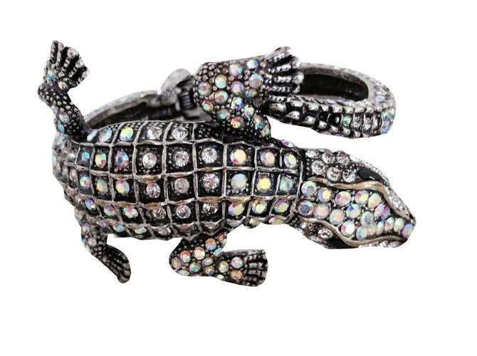 No Collection Crocodile cuff Silvery Silver-plated  ref.36142