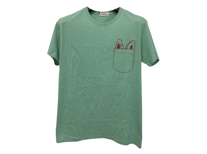 Kitsune Tee shirt Coton Vert  ref.36182