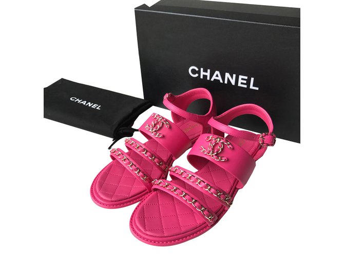 pink chanel sandals