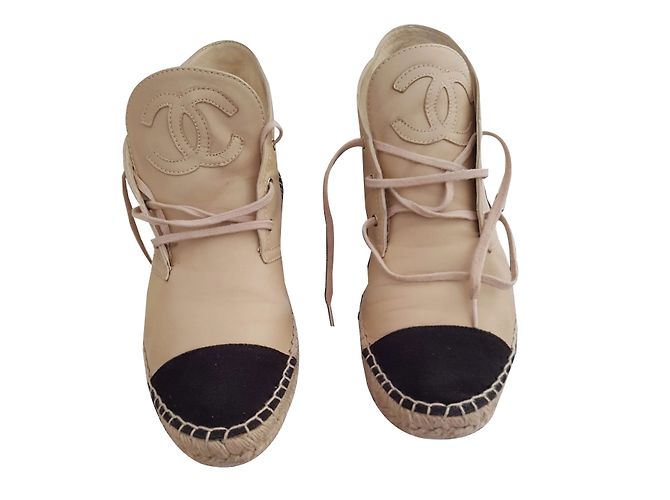 Chanel Espadrilles Black Beige