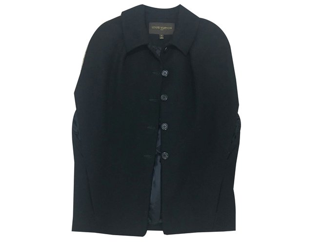 Louis Vuitton poncho Negro Lana  ref.36230