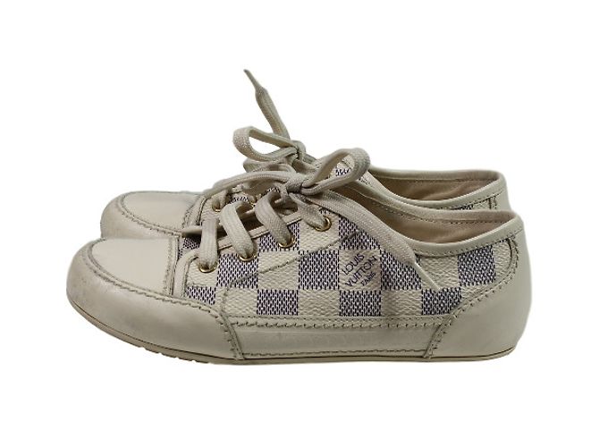 Baskets Louis Vuitton Damier Azur Bleu Ivoire Taille 29 Blanc cassé
