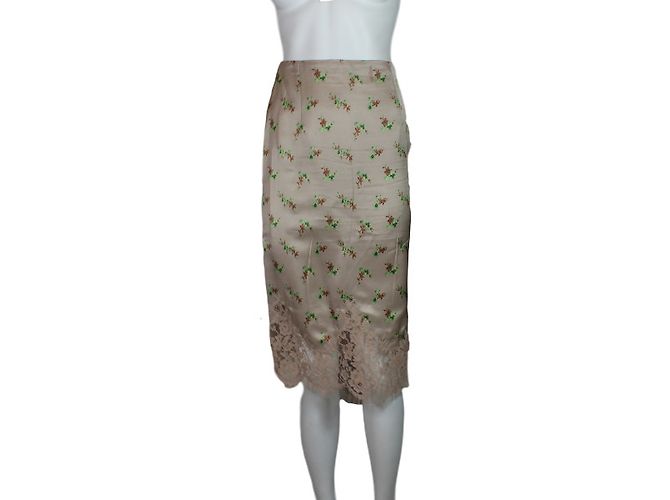 Louis Vuitton Rock Beige Baumwolle Viskose Polyamid Größe 34