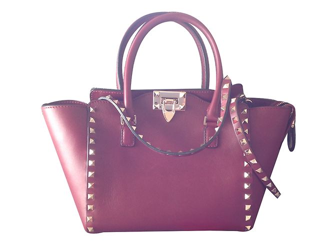 Borsa piccola Valentino Garavani Rockstud in pelle rosso scuro Bordò