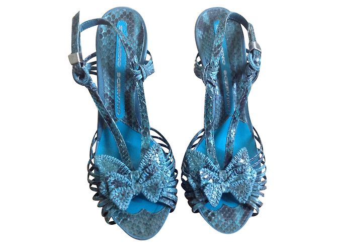 Ermanno Scervino Pumps aus blauem exotischem Pythonleder Größe 37