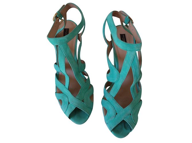 Sandali Zara Turchese in Scamosciato 41 Blu