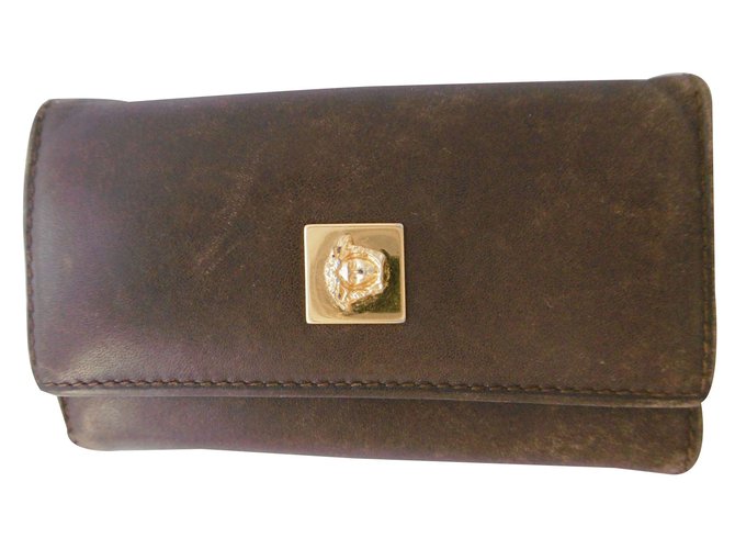 Gianni Versace - Brieftasche aus Leder mit Schlüsselhalter Braun  ref.36481