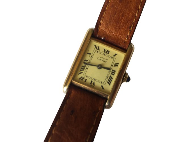 Cartier Relógio fino Dourado Prata Banhado a ouro Vermelho  ref.36603