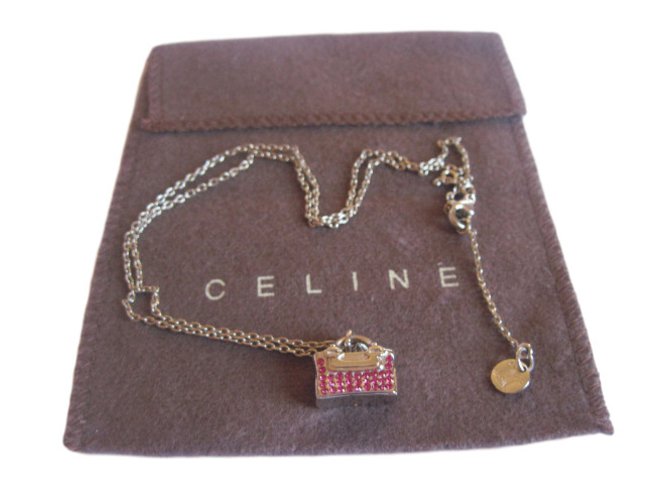 Céline Necklace Silvery Pink Metal  ref.36626