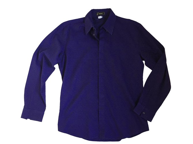 Versace Hemden Lila Baumwolle  ref.36652