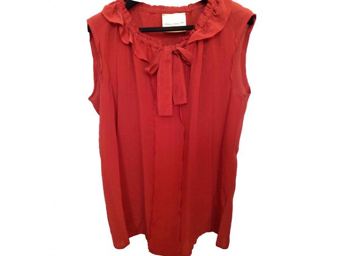 Top de crepé de seda rojo Erika Cavallini Roja