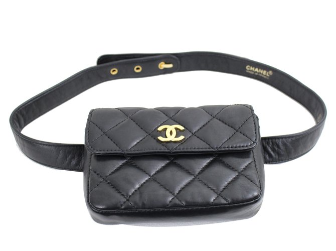 Chanel Black Bead And Camellia Adjustable Belt