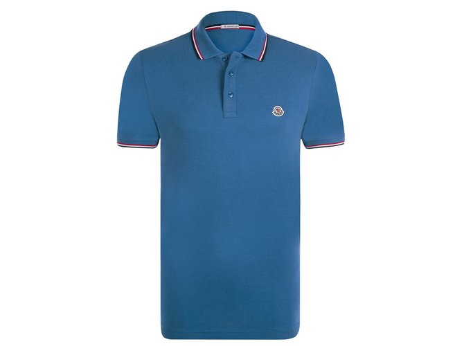 Moncler brand new polo light blue shirt eu medium Cotton  ref.36726