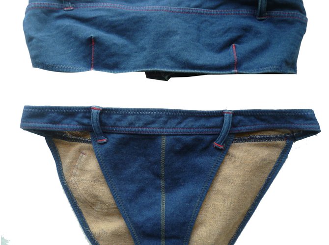 Autre Marque Jeans Diabless Jeans de duas peças estilo swimsuit da marca Diabless jeans. Azul Algodão  ref.36731