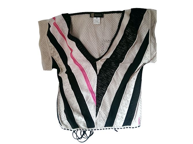 Top Balmain Glam Rock com Estampas Gola V Algodão Viscose S Multicor