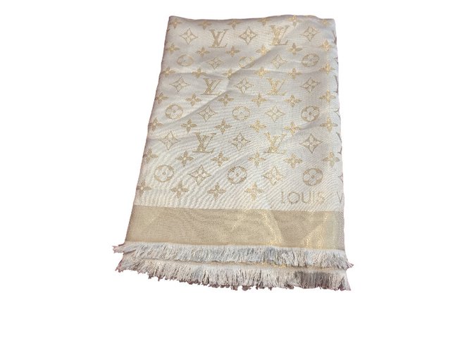 Louis Vuitton Monogramm scarf Beige Wool  ref.36775