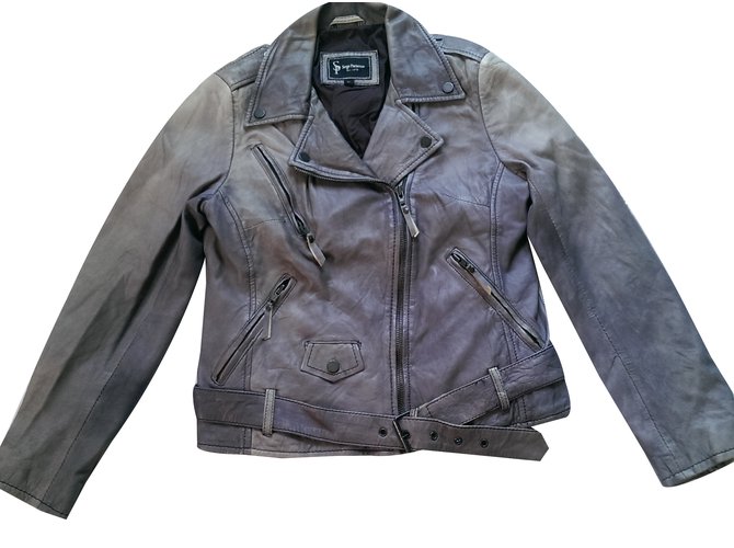 Autre Marque Serge Pariente Biker jackets Grey Lambskin  ref.36891