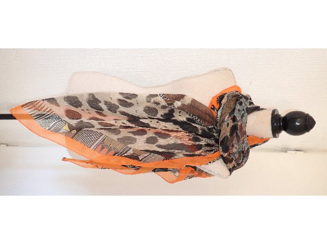 Hermès sciarpe Marrone Stampa leopardo Stampa zebra Seta