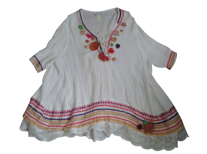 Enamo Tunic blouse White Cotton  ref.36935