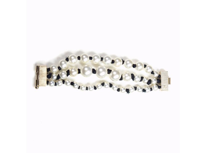 Chanel 2016 Triple Strand Pearl Bracelet White  ref.37036