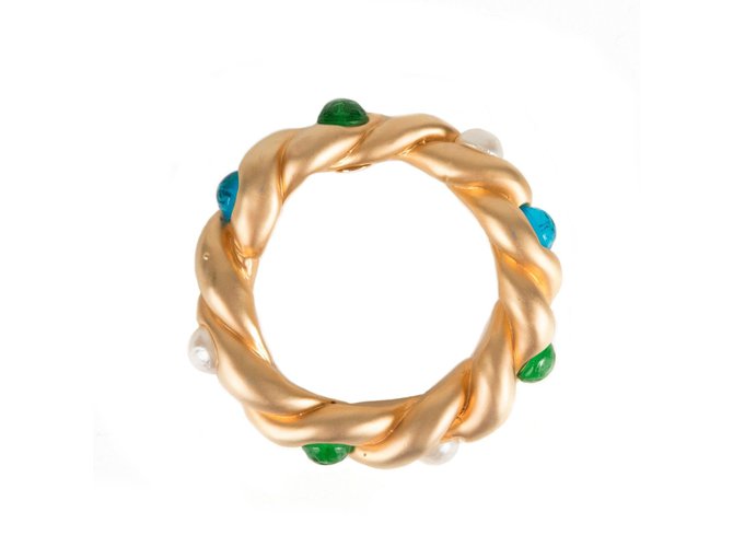 Chanel Gripoix bracelet Métal Doré  ref.37062