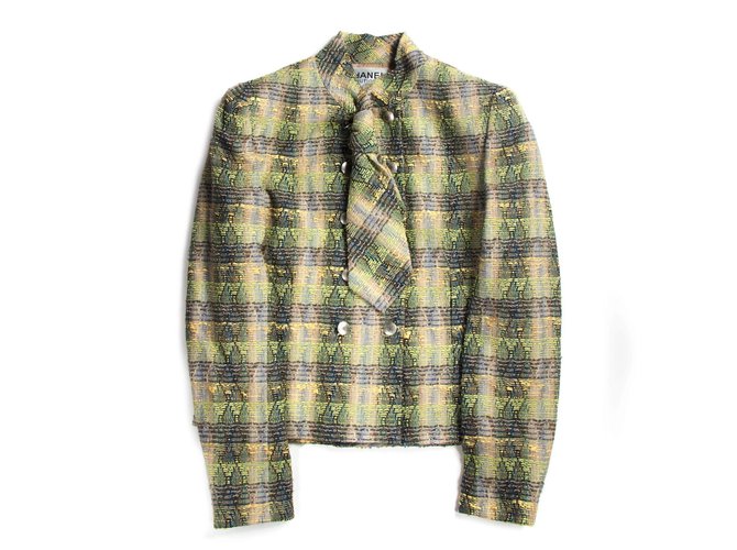 Chanel Spring 1998 TweedSkirt Suit Green Wool  ref.37107