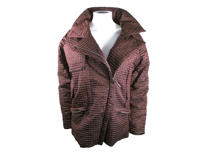 Moncler Lightweight Crinkled Hooded Coat Brown  ref.37139