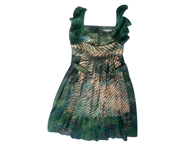 Vestito Les Petites in seta multicolore senza maniche Verde