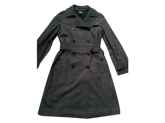 Gabardina Dkny Azul Gris de Algodón