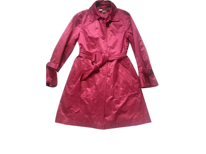 Dkny Trench coat Pink Cotton Polyester Metal  ref.37366