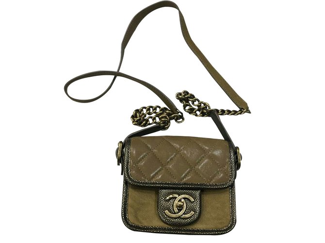 Chanel Back to school Khaki Leather  ref.37378