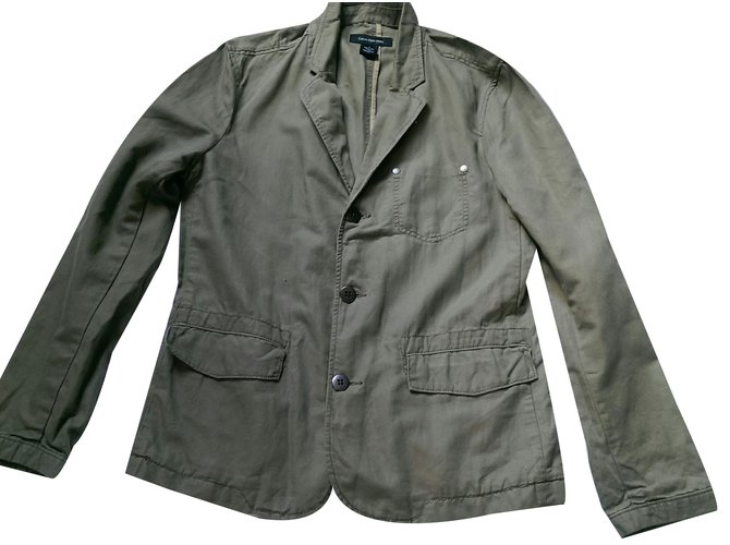 Calvin Klein Blazer Jacket Green Cotton Linen  ref.37391