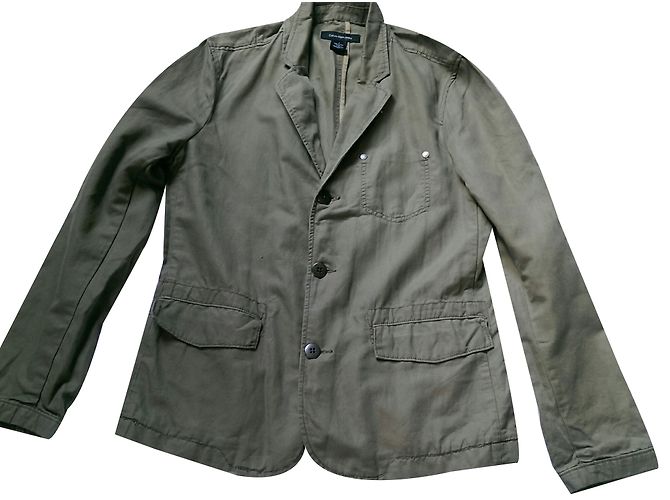 Giacca Blazer Calvin Klein Verde Cotone Lino M