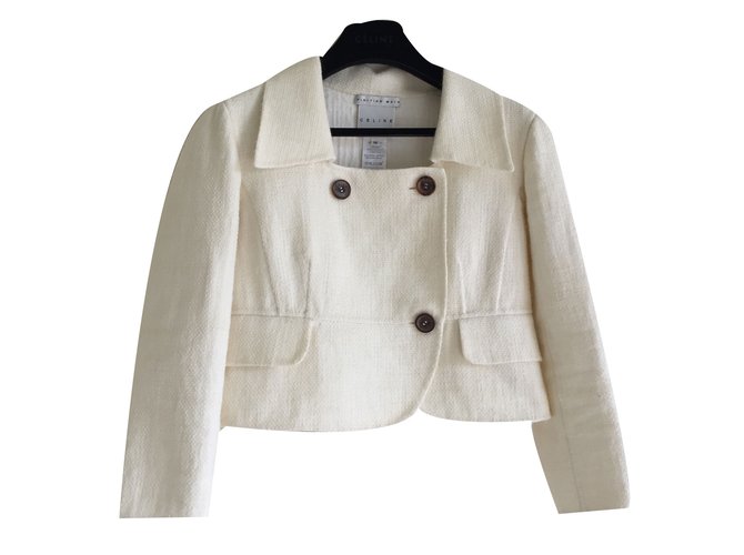 Céline Short jacket double faced wool Cream  ref.37412