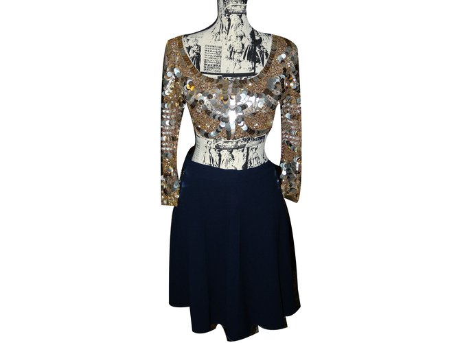Chanel Skirt Navy blue Wool  ref.37477